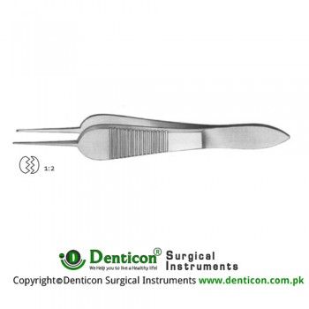 Manhattan Eye and Ear Fixation Forcep 1 x 2 Teeth with Tying Platform Stainless Steel, 9 cm - 3 1/2" Tip Size 0.3 mm